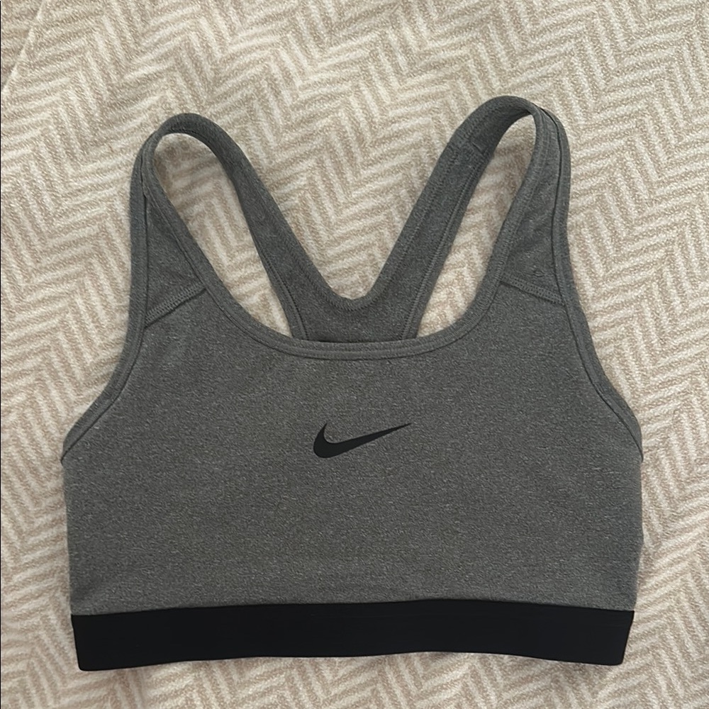 Nike Women's Charcoal and Black Sports Bra